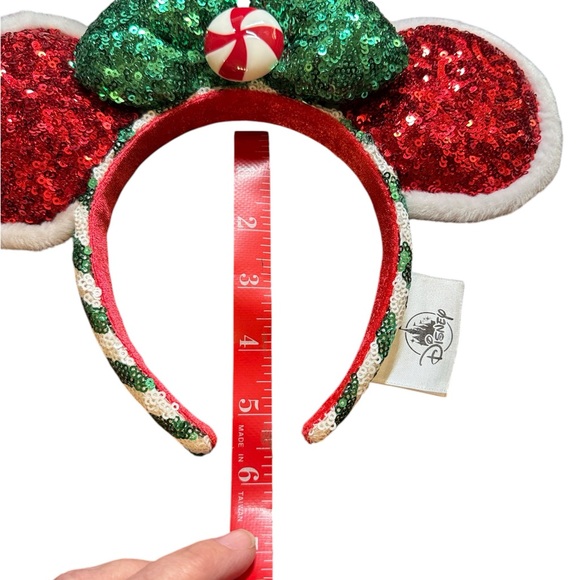 Disney Minnie Mouse Festive Red and Green Sequin Headband Christmas - Picture 4 of 4